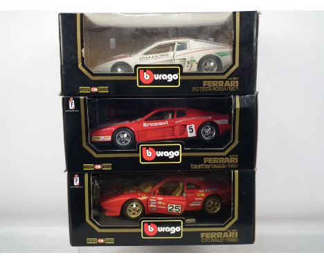 Burago - 3 boxed 1/18 scale diecast vehicles to include #3007 Ferrari 250 Testa Rossa (1957), #3019 Ferrari Testa Rossa (1984