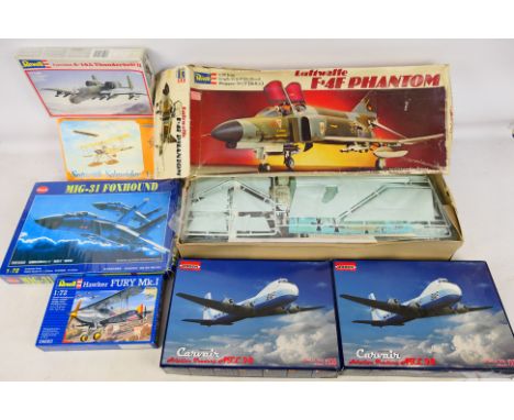 Roden - Revell - Kitech - Eduard - Seven boxed plastic model aircraft kits in various scales. Lot includes Revell H-178 1:32 