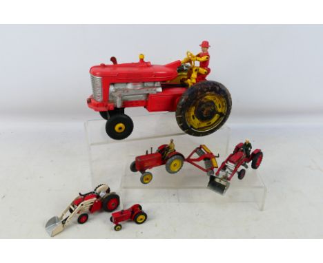 Louis Marx - Dinky - Husky - 5 model tractors in varying scales to include a plastic and tinplate clockwork reversible diesel