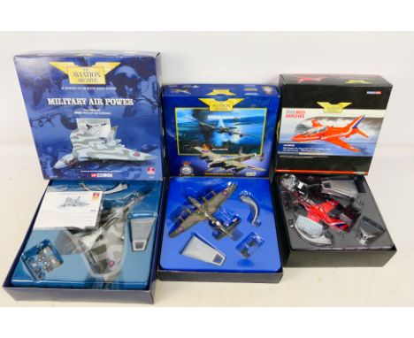 Corgi - 3 boxed Aviation Archive model planes to include #AA36008 BAE Hawk T1A, Royal Air Force Aerobatics Team The Red Arrow