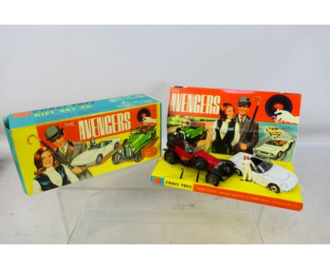 Corgi - A boxed Corgi Gift Set 40 'The Avengers'. Item Red Vintage Bently and White Lotus Elan S2 include 2 figures of John S