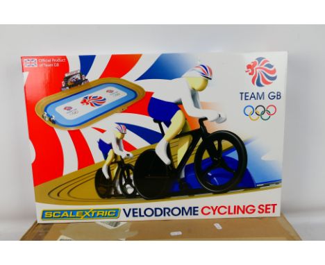 Scalextric - A sealed G1072 Team GB Velodrome cycling set. Item presumed mint inside in an excellent box. Includes shipping b