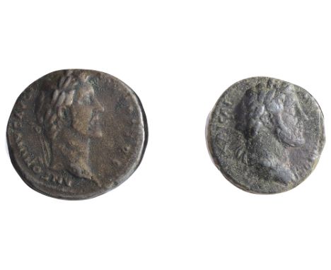 Antoninus Pius AE SestertiusRome, 145-161 ADANTONINVS AVG PIVS P P TR P, Head of Antoninus Pius, laureate, right / Antoninus 