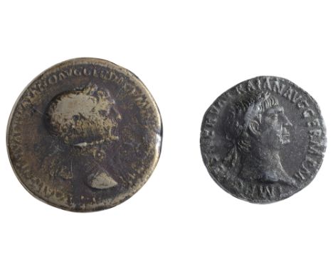 Trajan AE SestertiusRome, Struck 103-111 ADIMP CAES NERVAE TRAIANO AVG GER DAC P M TR P COS V P P: Bust of Trajan, laureate, 