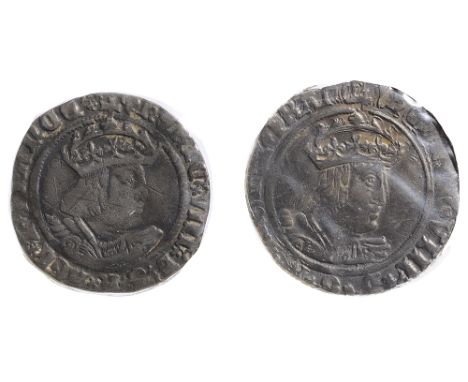 Henry VIII (1509-1547) silver groatsfirst second coinage (1526-44), mint mark lis, HENRIC VIII D G R AGL Z FRANC, crowned you