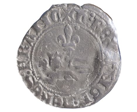 FRANCE, ANGLO GALLIC, HENRY V (1413-22), BILLON NIQUET, 1421F billon niquet or leopard, (1421), Rouen, + H R?X ANGL H?R?S FRA