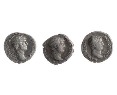 Three early 2nd century AD Imperial Roman silver denarii from the reign of Hadrianfirst Rome, 119-122 AD., IMP CAESAR TRAIAN 