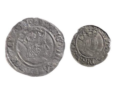 Henry VIII (1509-1547) silver groat and half groatfirst London, mint mark castle, HENRIC VIII DI GR? ?GL Z  FR?, crowned bust