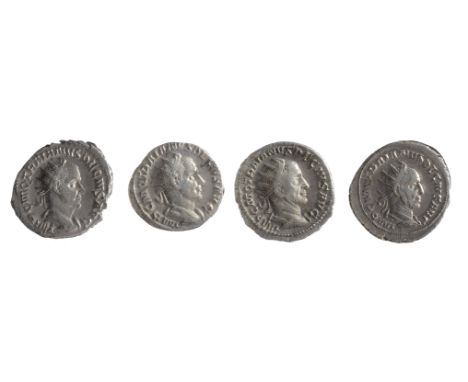 Four mid 3rd century AD Imperial Roman silver and Antoninianii from the reign of Trajan Deciusfirst Rome, 249-251 AD, IMP C M