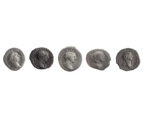 Five early 2nd century AD Imperial Roman silver denarii from the reign of Trajanfirst Rome, 102 AD, IMP CAES NERVA TRA_IAN AV