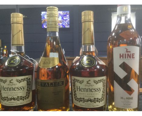 COGNAC AND BRANDY - SEVEN BOTTLES, including Hine VSOP