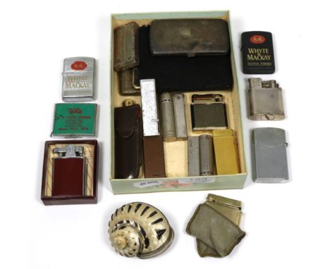 A Dunhill ''Lift Arm'' lighter; a Dunhill gold plated ''Roller'' lighter; a Ronson lighter; cigarette cases etc 