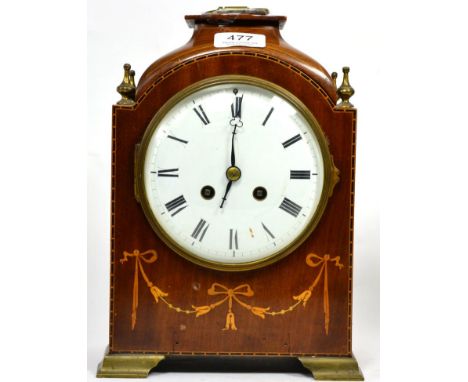 An Edwardian inlaid mahogany mantel clock 