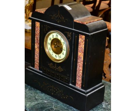 Victorian slate and marble mantle clock 