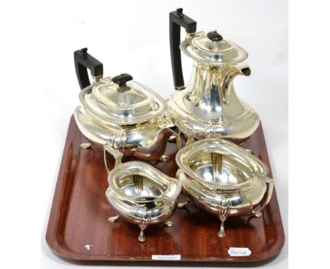 A silver four piece tea service, J & W Deakin, Sheffield 1905