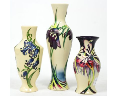 A modern Moorcroft Persephone 73/8 vase, designed by Nicola Slaney, M.C.C, 21cm (boxed); another Joy 226/5 vase, designed by 