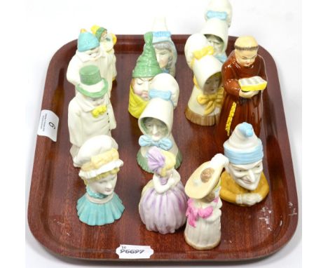 Thirteen Royal Worcester candle snuffers 