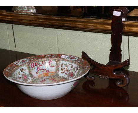 A Cantonese porcelain famille rose basin and stand