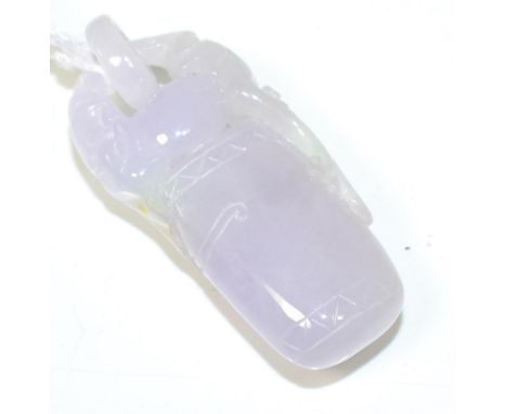 A lavender jade carving, measures 5cm by 2.5cm