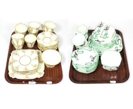 An E Hughes & Co Fenton Paladin China Art Nouveau tea service; and a Royal Albert Art Deco tea service 