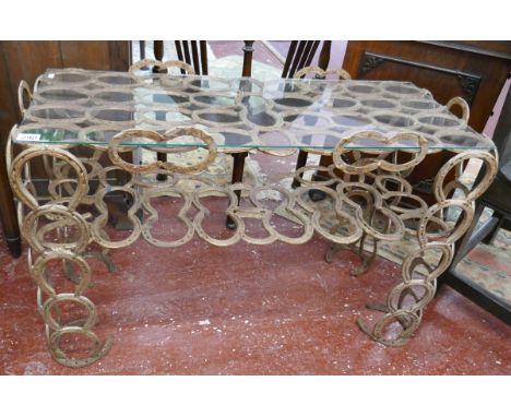 Unusual horse shoe console table - Approx. W: 102cm D: 43cm H:66cm