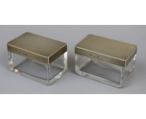 Pair of good quality silver topped trinket pots