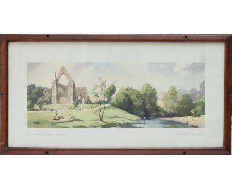Carriage Print BOLTON ABBEY, WHARFEDALE, YORKSHIRE by Frank Sherwin from the LNER Post-War Series around 1948. In original fr