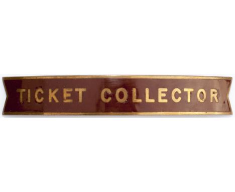 BR(W) gilt fishtail cap badge TICKET COLLECTOR, in excellent condition.