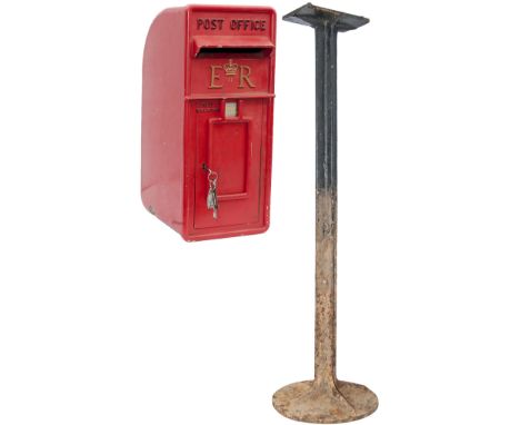 Post Office POST BOX, an original 1950's lamp box type complete with a full set of collection plates, internal wire basket an