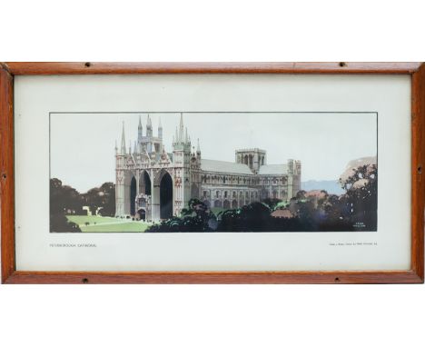 Carriage Print PETERBOROUGH CATHEDRAL by Fred Taylor from the LNER Pre-War Series. In original frame with original safety gla