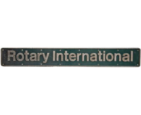 Nameplate ROTARY INTERNATIONAL ex British Railways class 86 electric, carried by 86 315 / 415 / 615, named 04.06.84, name rem