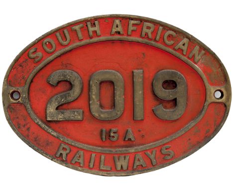 SAR brass cabside SOUTH AFRICAN RAILWAYS 2019 15AR ex class 15A 4-8-2 built by North British Locomotive Company in 1921, re-b
