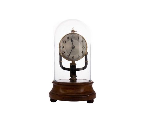 BULLE ELECTRO-MAGNETIC EIGHT DAY CLOCK,retailed by Pinchin Johnson, on turned wooden base and presented beneath clear glass d