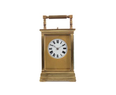 LATE 19TH CENTURY REPEATING CARRIAGE CLOCK,with two train eight day movement, the white enamel dial with Roman numerals, cont