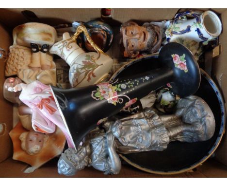 A box containing decorative ceramics including Royal Worcester jug, Tam o' Shanter humidor, etc. - various condition