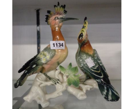 A Thuringen Karl Ens ceramic bird group depicting hoopoes