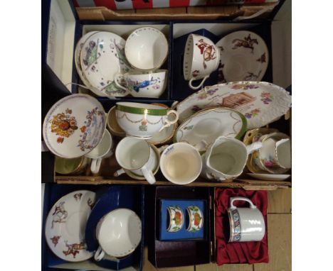 A collection of commemorative ware including a Royal Worcester Edward VII cup and saucer - sold with two Royal Crown Derby cu