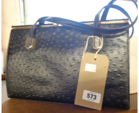 An Ackery black ostrich leather handbag