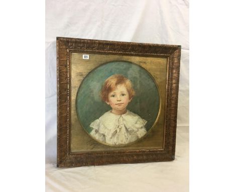 BETHIA CLARKE. CIRCULAR WATERCOLOUR PORTRAIT OF A YOUNG EDWARDIAN CHILD. SIGNED &amp; DATED '04 DIAMETER 19”