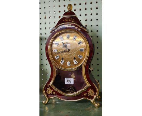 SWISS MADE STRIKING PENDULUM MANTLE CLOCK BY ELUXA WITH BRASS ADORNMENTS