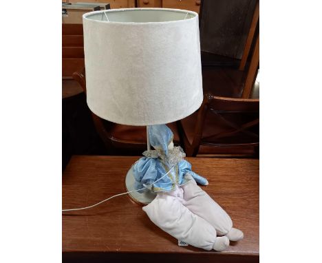 UNUSUAL SUEDE EFFECT TABLE LAMP WITH PIERO STYLE DOLL