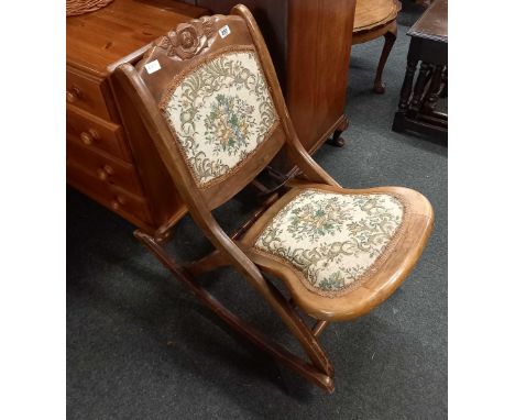 FOLD AWAY TAPESTRY ROCKING CHAIR
