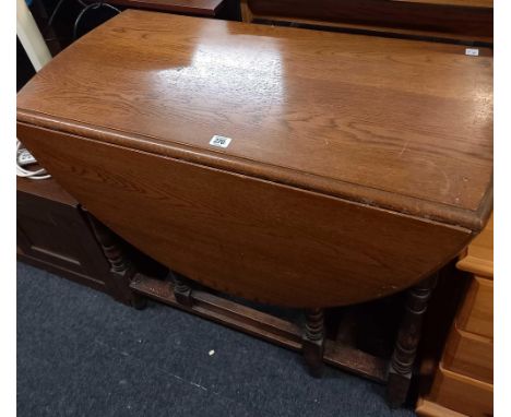 OAK GATE LEG DROP FLAP TABLE WITH TURNED LEGS