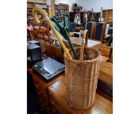 WICKER STICK BASKET WITH WALKING STICKS