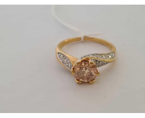 YELLOW METAL CITRINE RING