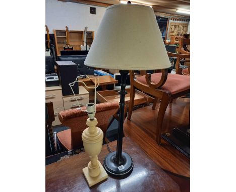 BLACK TABLE LAMP WITH SHADE &amp; A MARBLE TABLE LAMP