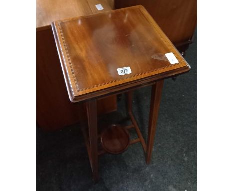 EDWARDIAN INLAID MAHOGANY PLANT STAND WITH SHELF UNDER