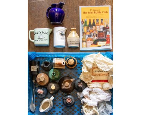 Various miniature whisky related items including jugs, flask and other ceramics