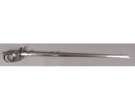 AN EDWARD VII INFANTRY OFFICER'S SWORD, by Hebbert & Co Ltd, pattern 1897 light, the 32 ½" single fuller blade etched with de