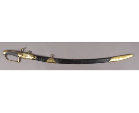 A 1788 PATTERN LIGHT CAVALRY SWORD, by Wooley & Co, with 35" curved blade single edged with double fuller but for 9", brass b